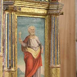  Profil dextre du tabernacle et le panneau Saint Pierre avant puis après intervention